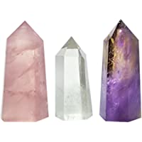 Barras de cristal de curación- con forma prismática- facetada y con punta- para meditación- terapia y chakras…